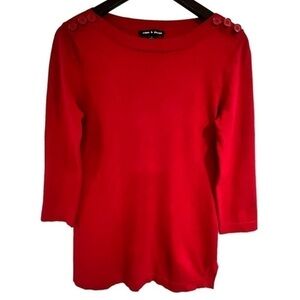 Cable & Gauge | Red Button Shoulder Sweater